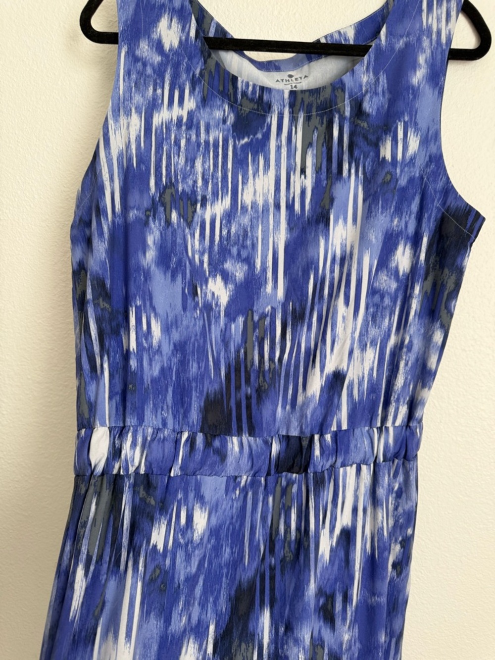 Athleta Blue & White Watercolor-Print Sleeveless Mini Dress - Picture 6 of 7